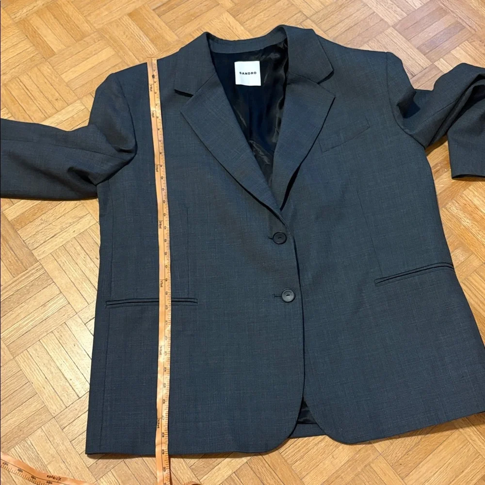 Sandro Charcoal Gray Single-Breasted Blazer - Picture 5 of 12
